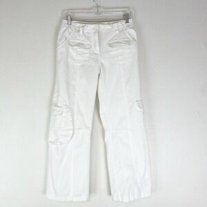 Brandy Melville John Galt Cargo Pants OS White 26" Inseam Beachy Preppy Casual